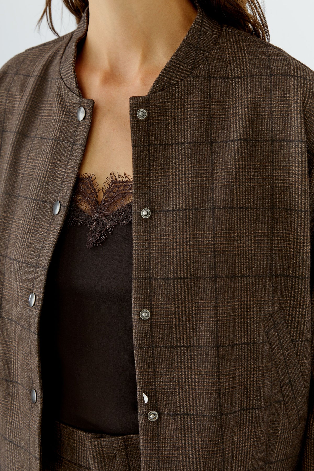 Blouson in Braun kariert