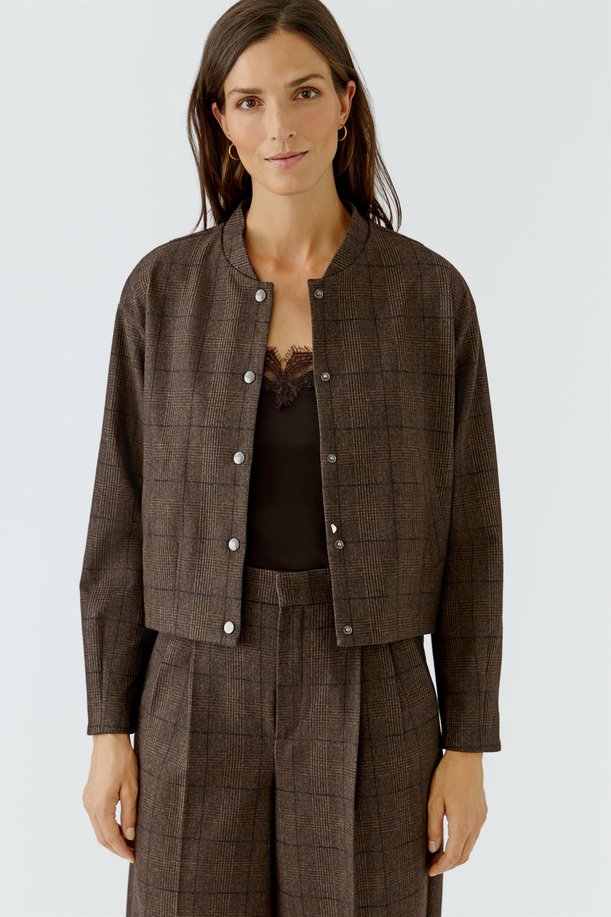 Blouson in Braun kariert