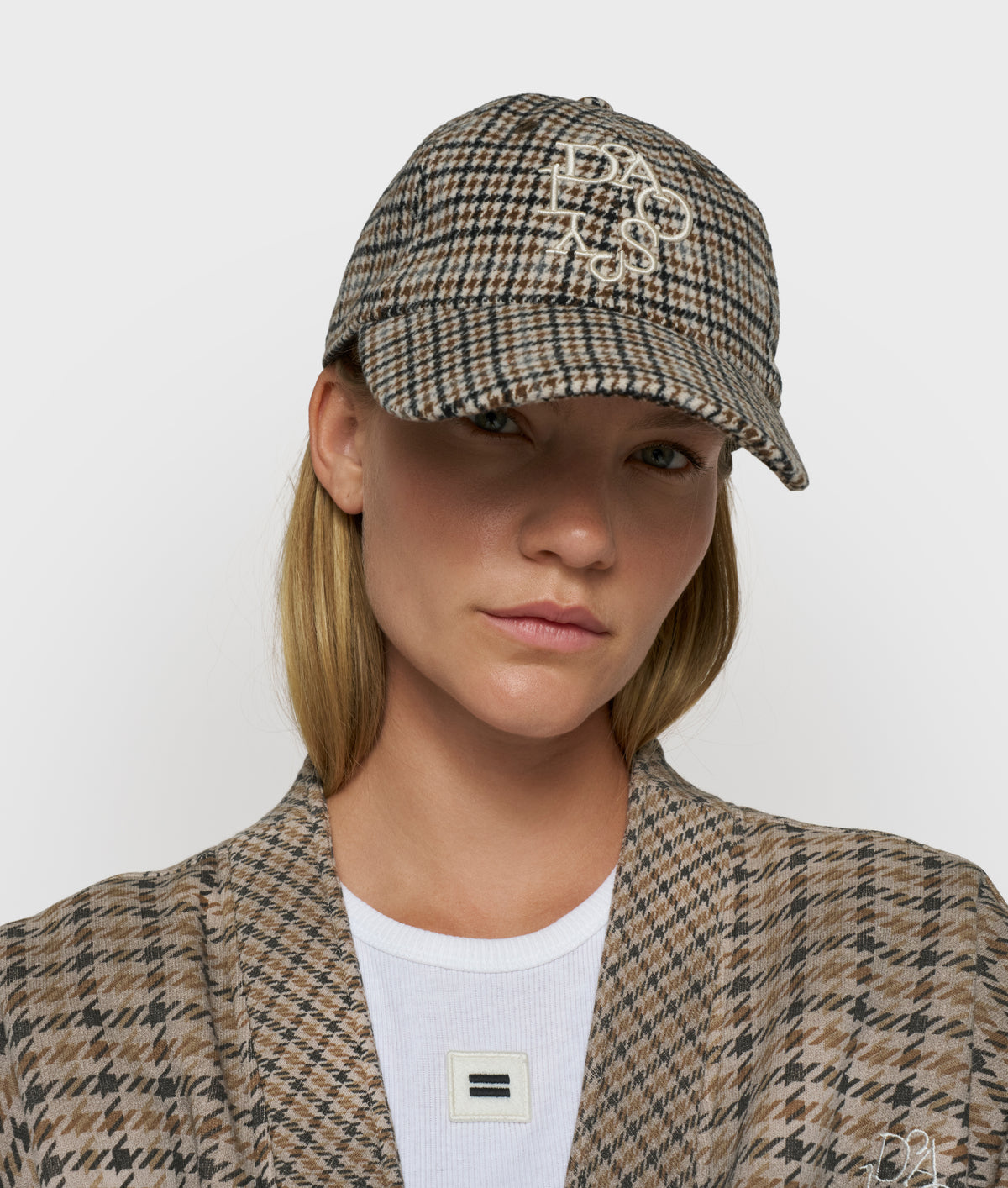 wool blend check cap
