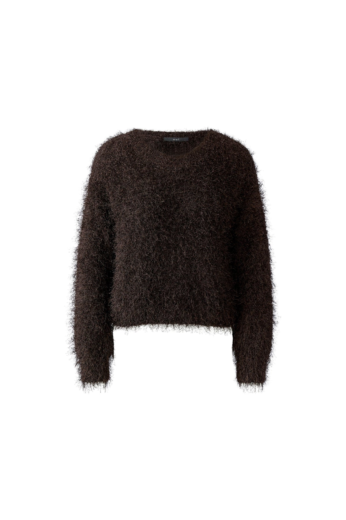 Verkürzter Pullover aus Fransengarn