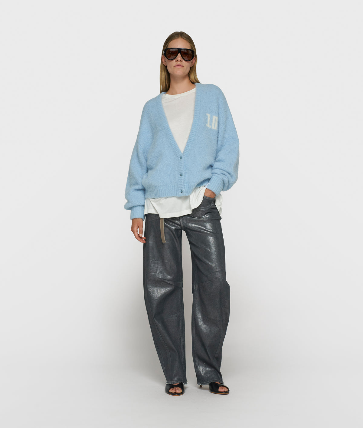 hairy knit cardigan