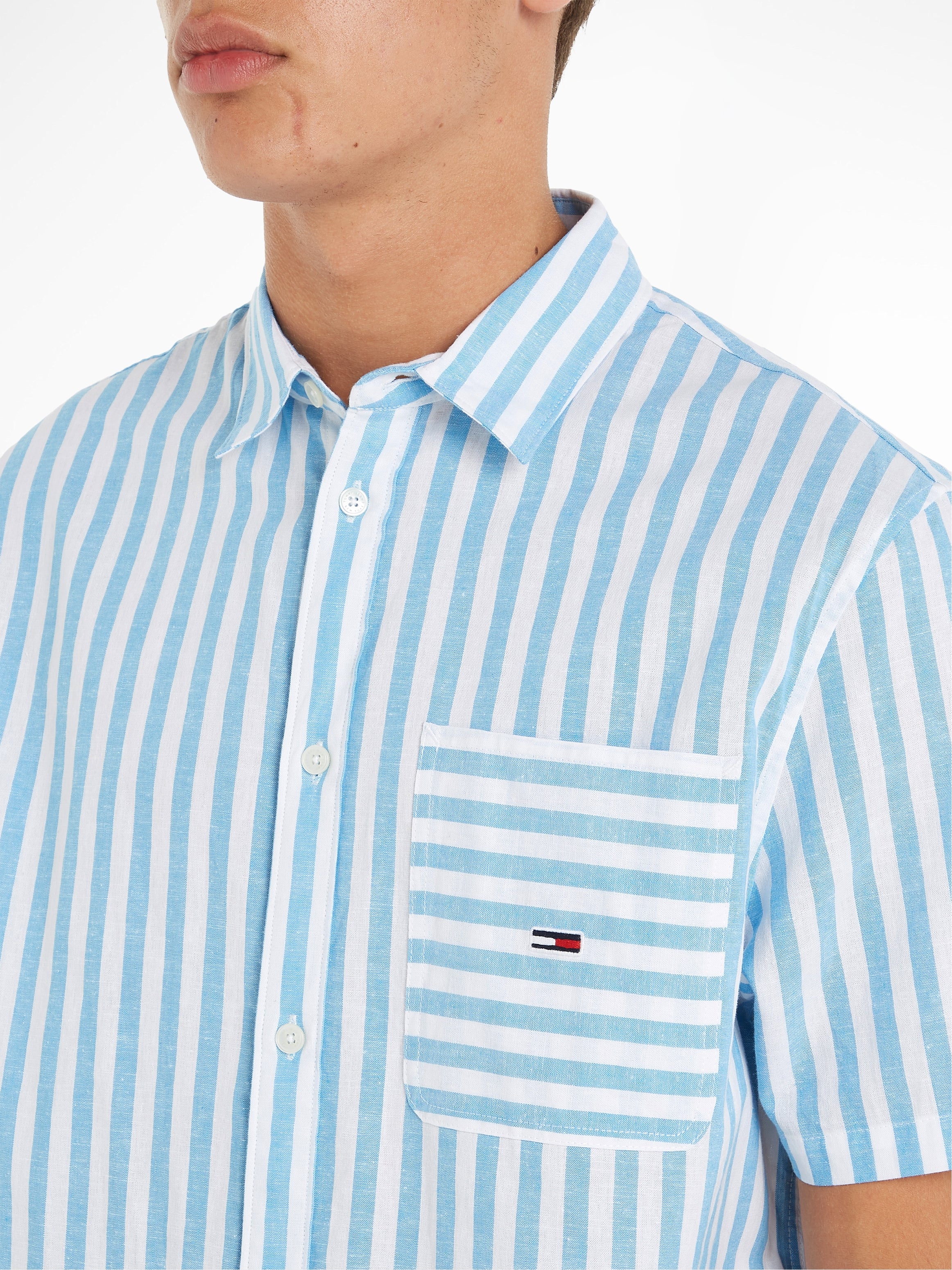 TJM RLX SS STRIPE LINEN SHIRT