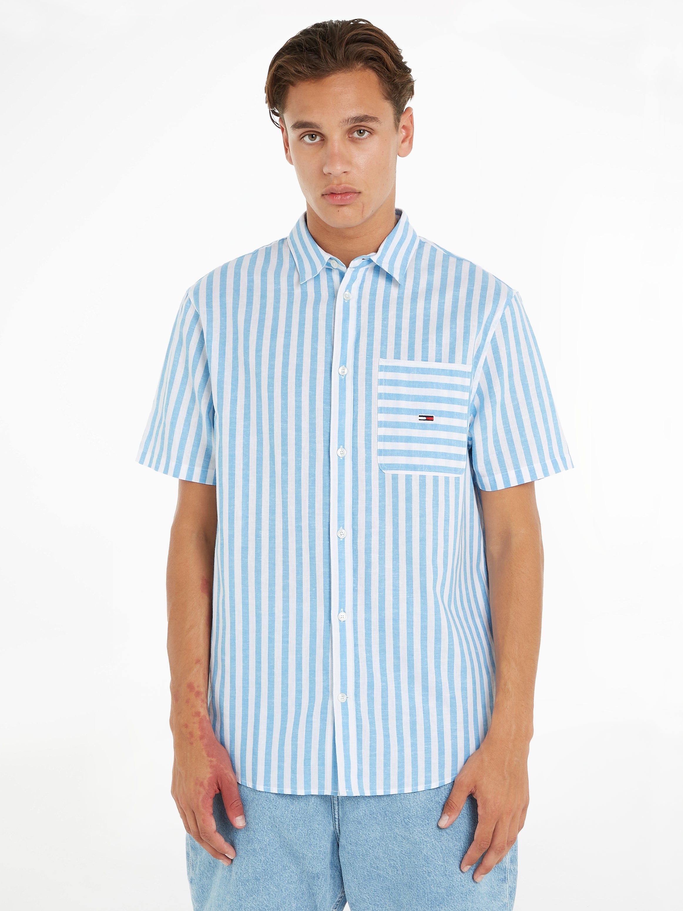 TJM RLX SS STRIPE LINEN SHIRT