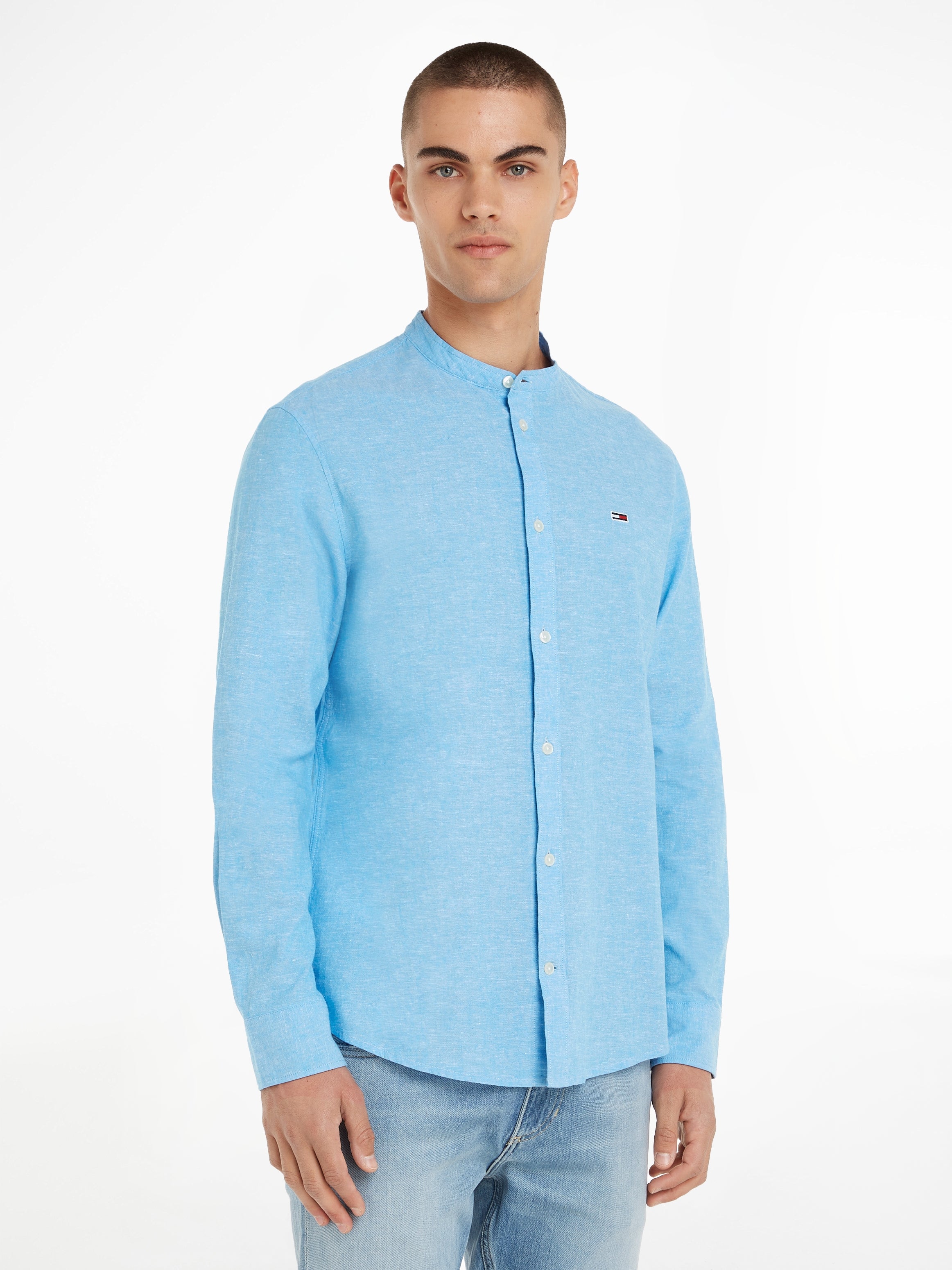 TJM CLSC MAO LINEN BLEND SHIRT